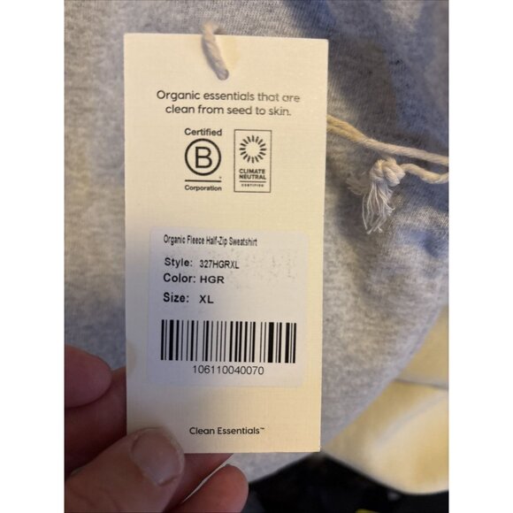 Mate The Label Organic Fleece Half Zip Sweatshirt Heather Grey NWT X-Large - Picture 9 of 9